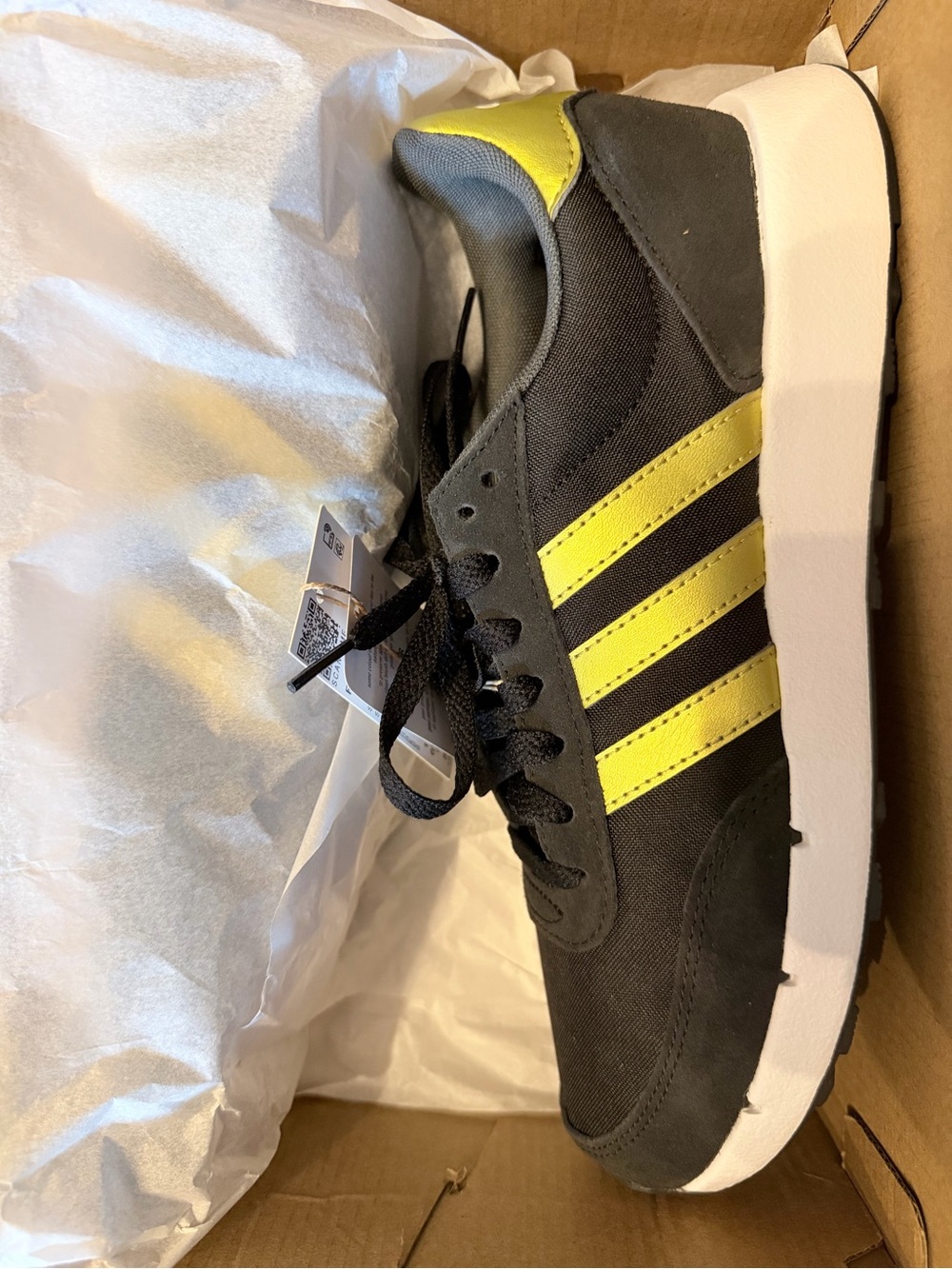 Black Sneaker with Yellow Stripes